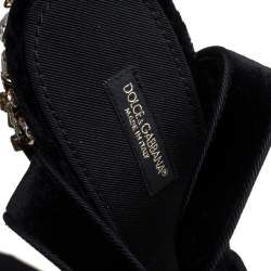 Pre Owned Dolce & Gabbana Black Velvet Crystal Embellished Sandals Size 39