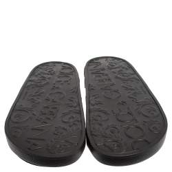 Pre Owned Dolce & Gabbana Brown/Black Leopard Print Rubber Saint Barth Slide Sandals Size 39