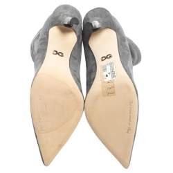 مملوكة مسبقًا Dolce & Gabbana Grey Suede Pointed Toe Booties Size 40