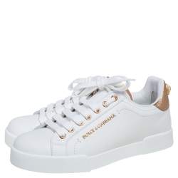 Pre Owned Dolce & Gabbana White Leather Portofino Sneakers Size 37.5