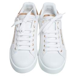 Pre Owned Dolce & Gabbana White Leather Portofino Sneakers Size 37.5