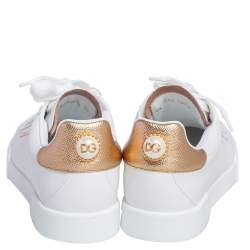 Pre Owned Dolce & Gabbana White Leather Portofino Sneakers Size 37.5