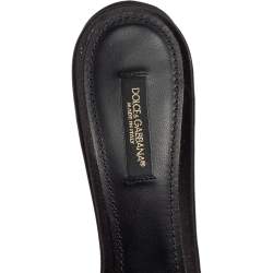 Pre Owned Dolce & Gabbana Black Satin Rose Embellished Slide Sandals Size 39