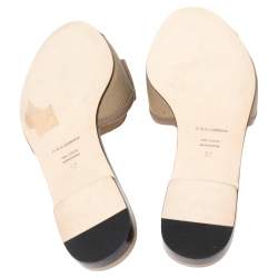 Pre Owned Dolce & Gabbana Grey Lizard Embossed Leather Bow Flat Slides Size 37
