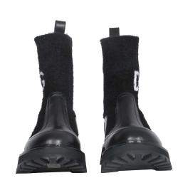 Pre Owned Dolce & Gabbana Black Horse Leather branded sock Boots Size IT 38