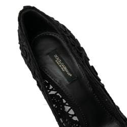 مملوكة مسبقًا Dolce & Gabbana Black Embroidered Mesh Trim Pointed Toe Pumps Size 40