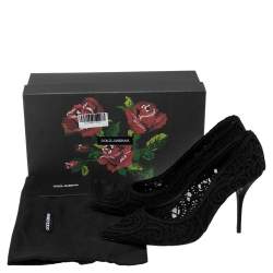 مملوكة مسبقًا Dolce & Gabbana Black Embroidered Mesh Trim Pointed Toe Pumps Size 40