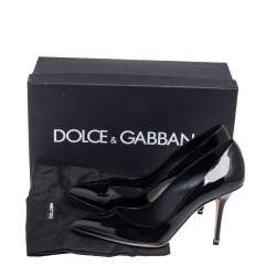 Pre Owned Dolce & Gabbana Black Patent Leather Pointed Toe Pumps Size 37