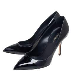 Pre Owned Dolce & Gabbana Black Patent Leather Pointed Toe Pumps Size 37
