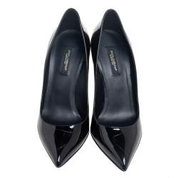 Pre Owned Dolce & Gabbana Black Patent Leather Pointed Toe Pumps Size 37