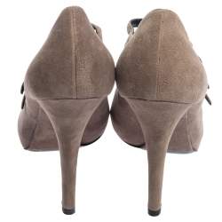 Pre Owned Dolce & Gabbana Grey Suede Strappy Mary Jane Pumps Size 40