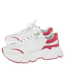 مملوكة مسبقًا Dolce & Gabbana White Leather Daymaster Sneakers Size 38