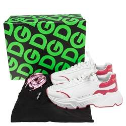 مملوكة مسبقًا Dolce & Gabbana White Leather Daymaster Sneakers Size 38