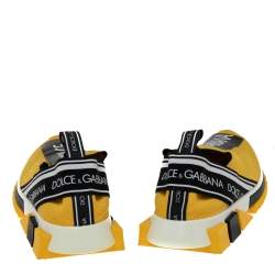 Pre Owned Dolce & Gabbana Yellow Knit Fabric Sorrento Logo Slip-On Sneakers Size 38.5