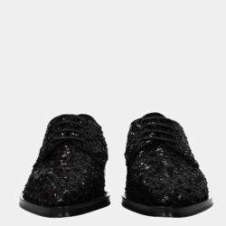 Dolce & Gabbana Black Sequin Derby Shoes Size 37