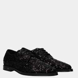 Dolce & Gabbana Black Sequin Derby Shoes Size 37