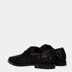 Dolce & Gabbana Black Sequin Derby Shoes Size 37