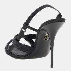 Pre Owned Dolce & Gabbana Black Keira Satin Sandals Size EU 39