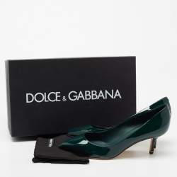 مملوكة مسبقًا Dolce & Gabbana Dark Green Patent Leather Pointed Toe Pumps Size 35.5