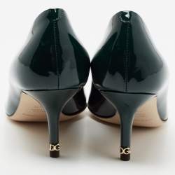 مملوكة مسبقًا Dolce & Gabbana Dark Green Patent Leather Pointed Toe Pumps Size 35.5