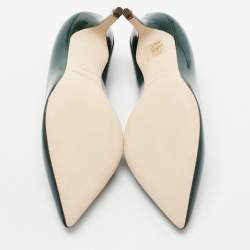 مملوكة مسبقًا Dolce & Gabbana Dark Green Patent Leather Pointed Toe Pumps Size 35.5