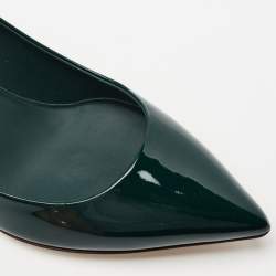 مملوكة مسبقًا Dolce & Gabbana Dark Green Patent Leather Pointed Toe Pumps Size 35.5