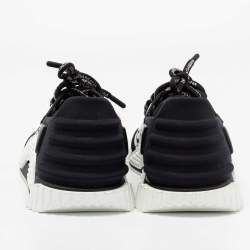 Pre Owned Dolce & Gabbana White/Black Suede, Printed Canvas and Neoprene NS1 Low-Top Sneakers Size 39