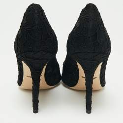 Pre Owned Dolce & Gabbana Black Floral Lace Pointed Toe Pumps Size 37.5