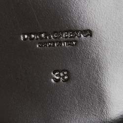 Pre Owned Dolce & Gabbana Burgundy Leather Logo Detail Ankle Boots Size 38