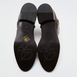 Pre Owned Dolce & Gabbana Burgundy Leather Logo Detail Ankle Boots Size 38