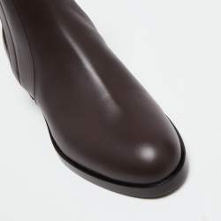 Pre Owned Dolce & Gabbana Burgundy Leather Logo Detail Ankle Boots Size 38