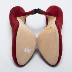 Pre Owned Dolce & Gabbana Burgundy Suede Round Toe Pumps Size 39