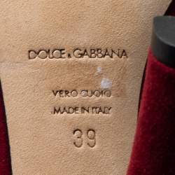Pre Owned Dolce & Gabbana Burgundy Suede Round Toe Pumps Size 39