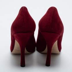 Pre Owned Dolce & Gabbana Burgundy Suede Round Toe Pumps Size 39