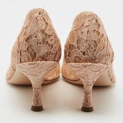 Pre Owned Dolce & Gabbana Beige Lace DG Amore Pointed Toe Pumps Size 40