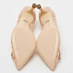 Pre Owned Dolce & Gabbana Beige Lace DG Amore Pointed Toe Pumps Size 40