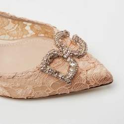 Pre Owned Dolce & Gabbana Beige Lace DG Amore Pointed Toe Pumps Size 40