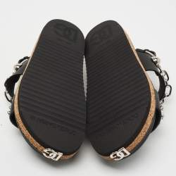 Dolce & Gabbana Black Leather Crystal Embellished Strap Sandals Size 38