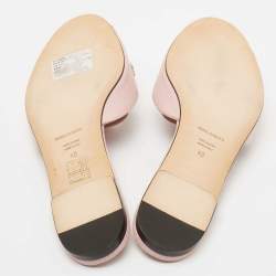 Dolce & Gabbana Pink Embossed Lizard Leather Crystal Embellished Flat Slides Size 40