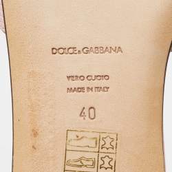 Dolce & Gabbana Pink Embossed Lizard Leather Crystal Embellished Flat Slides Size 40