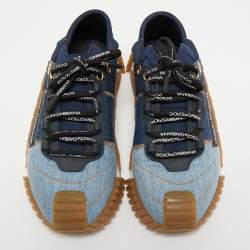 Pre Owned Dolce & Gabbana Two Tone Denim and Neoprene NS1 Sneakers Size 37.5   
