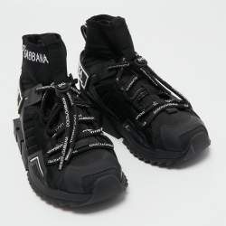 Pre Owned Dolce & Gabbana Black Suede and Leather Sorrento High Top Sneakers Size 38.5