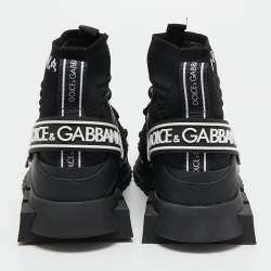 Pre Owned Dolce & Gabbana Black Suede and Leather Sorrento High Top Sneakers Size 38.5