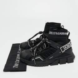 Pre Owned Dolce & Gabbana Black Suede and Leather Sorrento High Top Sneakers Size 38.5