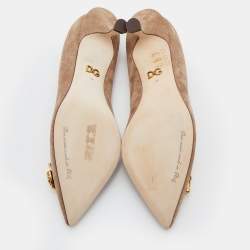 Pre Owned Dolce & Gabbana Light Brown Suede DG Amore Pointed Toe Pumps Size 36