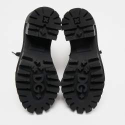 Pre Owned Dolce & Gabbana Black Leather and Suede Combat Boots Size 40