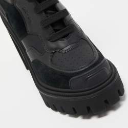 Pre Owned Dolce & Gabbana Black Leather and Suede Combat Boots Size 40