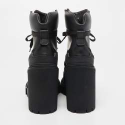 Pre Owned Dolce & Gabbana Black Leather and Suede Combat Boots Size 40