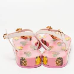 Pre Owned Dolce & Gabbana Pink Rubber Crystal Embellished Thong Flats Size 40