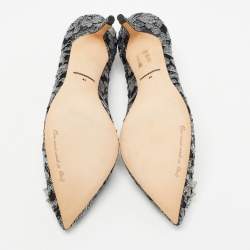 Pre Owned Dolce & Gabbana Grey/Black Lace Crystal Embellished Bellucci Pumps Size 41
